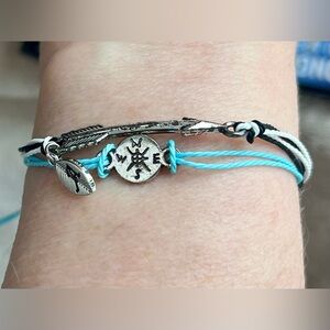 Bracelet (NIB) thread blue/white/black silver tone charms -initial A - jewelry